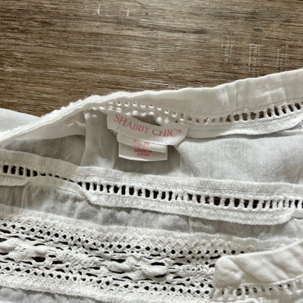 Shabby Chic Women’s Plus Eyelet 3/4 length sleeves White Sz 1X - Picture 2 of 5